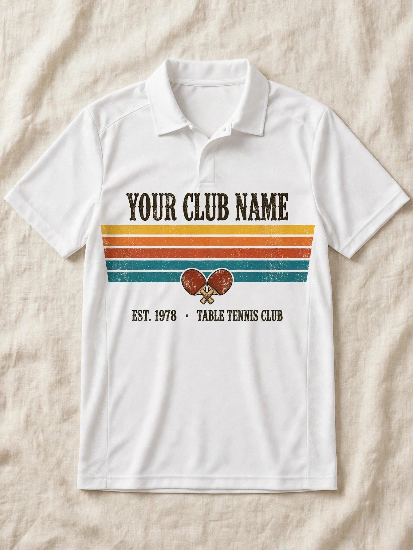 Vintage Ping Pong Jersey – Retro Paddle Stripe Design, Custom Club Name